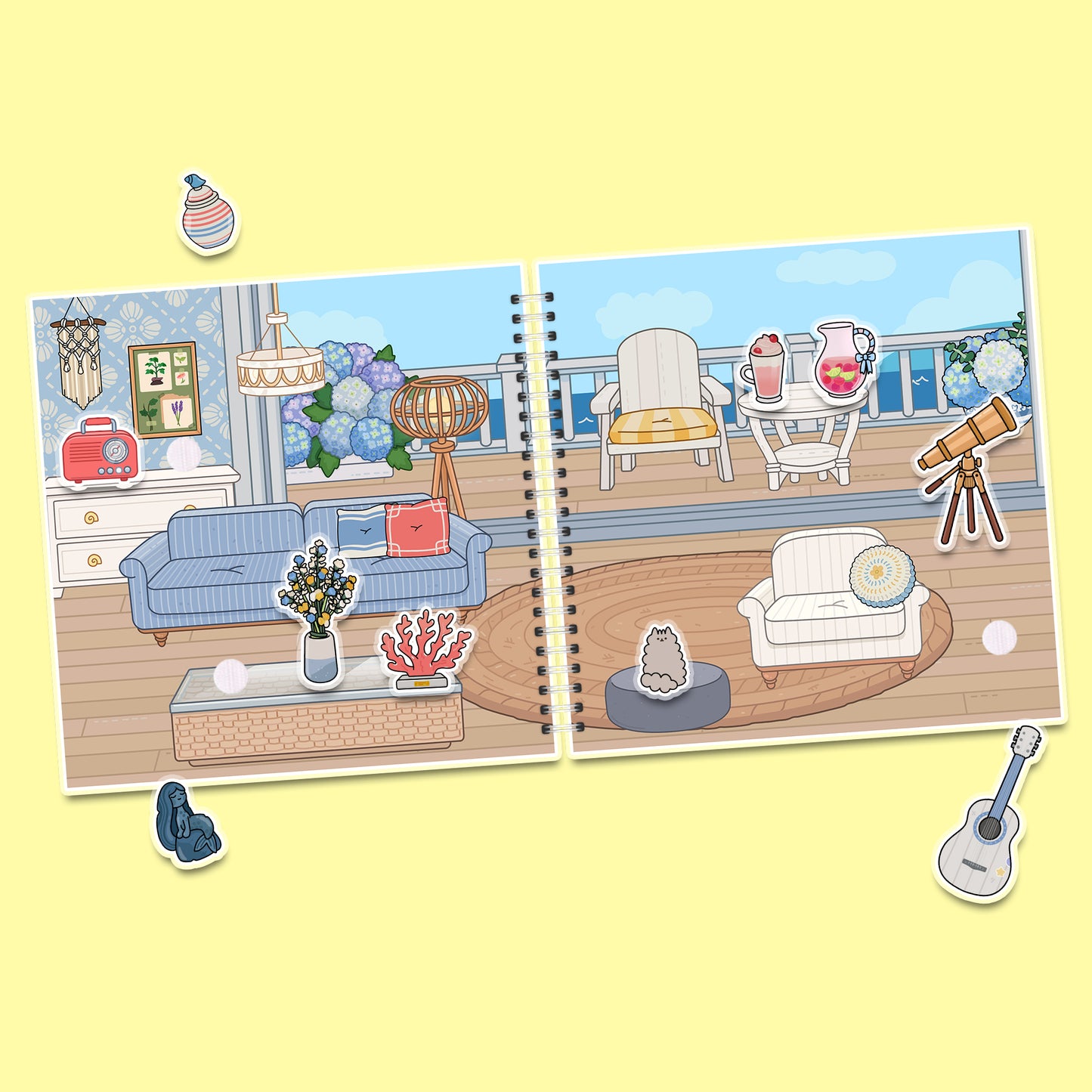 Secret House by the Sea – Kreativ-Buch mit Klett-Stickern