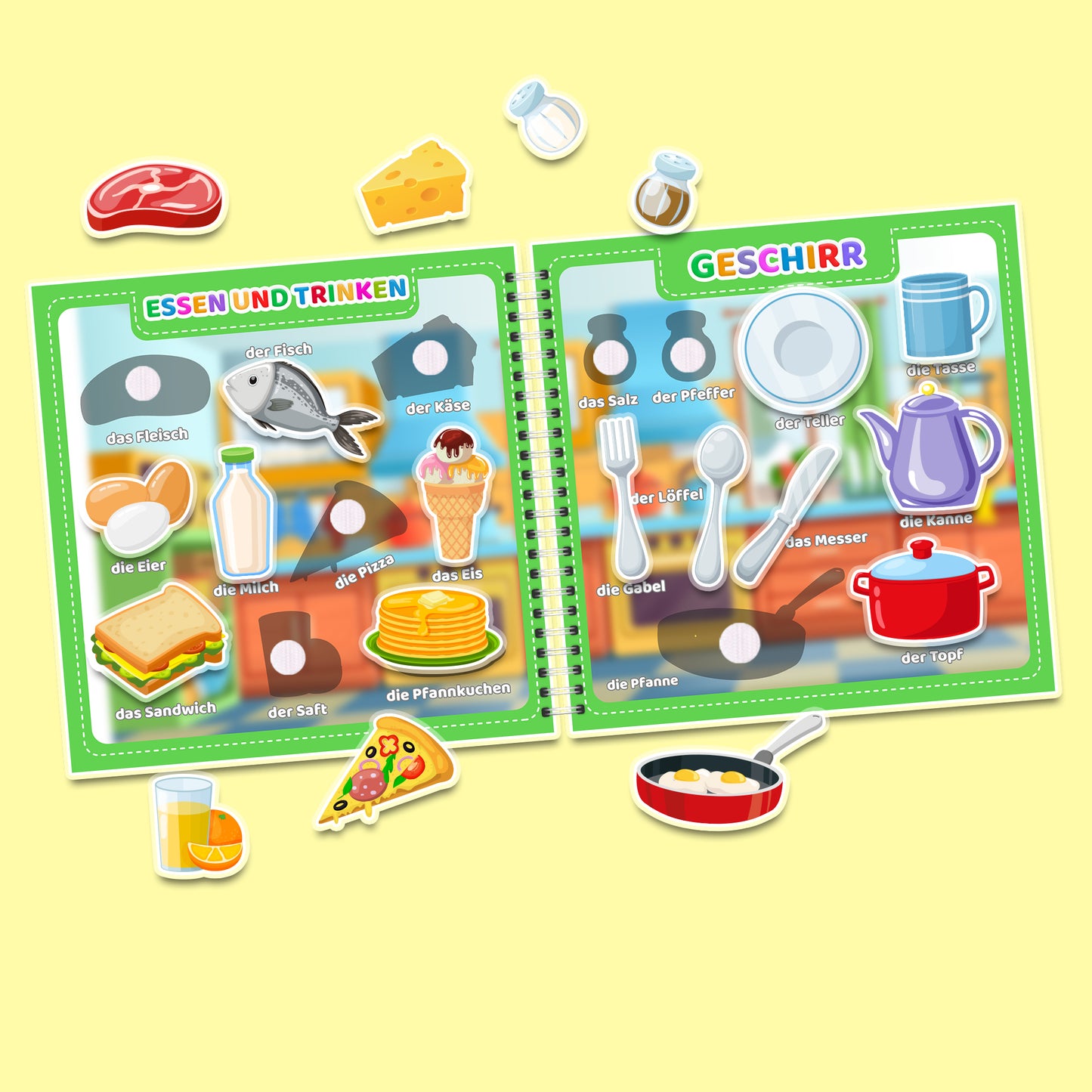 Mein erstes Deutsch (Teil 2) - Interaktives Buch mit Klett-Stickern